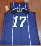 Maillot de Basket #17 Lin Raptors ave Chinese Team Name Violet Personnalisée Imprimé